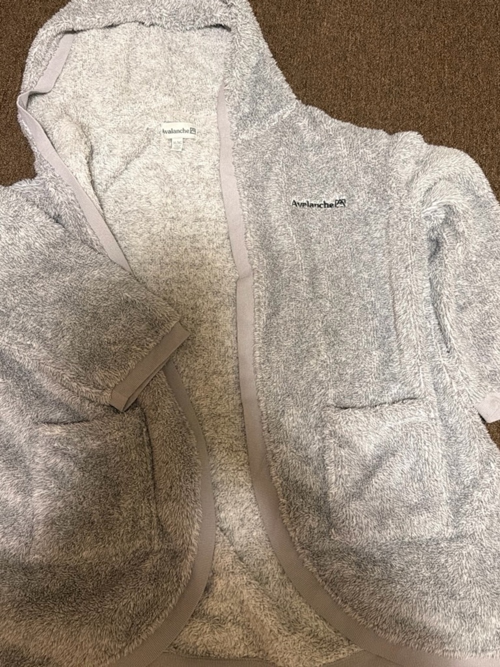Avalanche Light Gray Plush Hooded Coatigan with Pockets